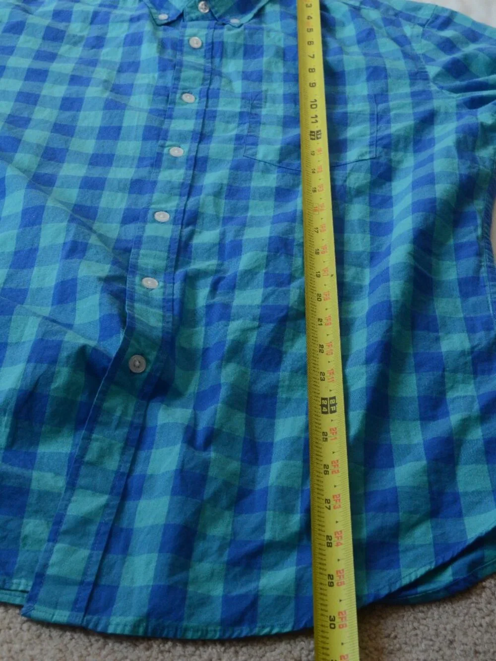 J.Crew Flex Washed Slim Blue Buffalo Plaid Button Down Shirt Men's Large Cotton